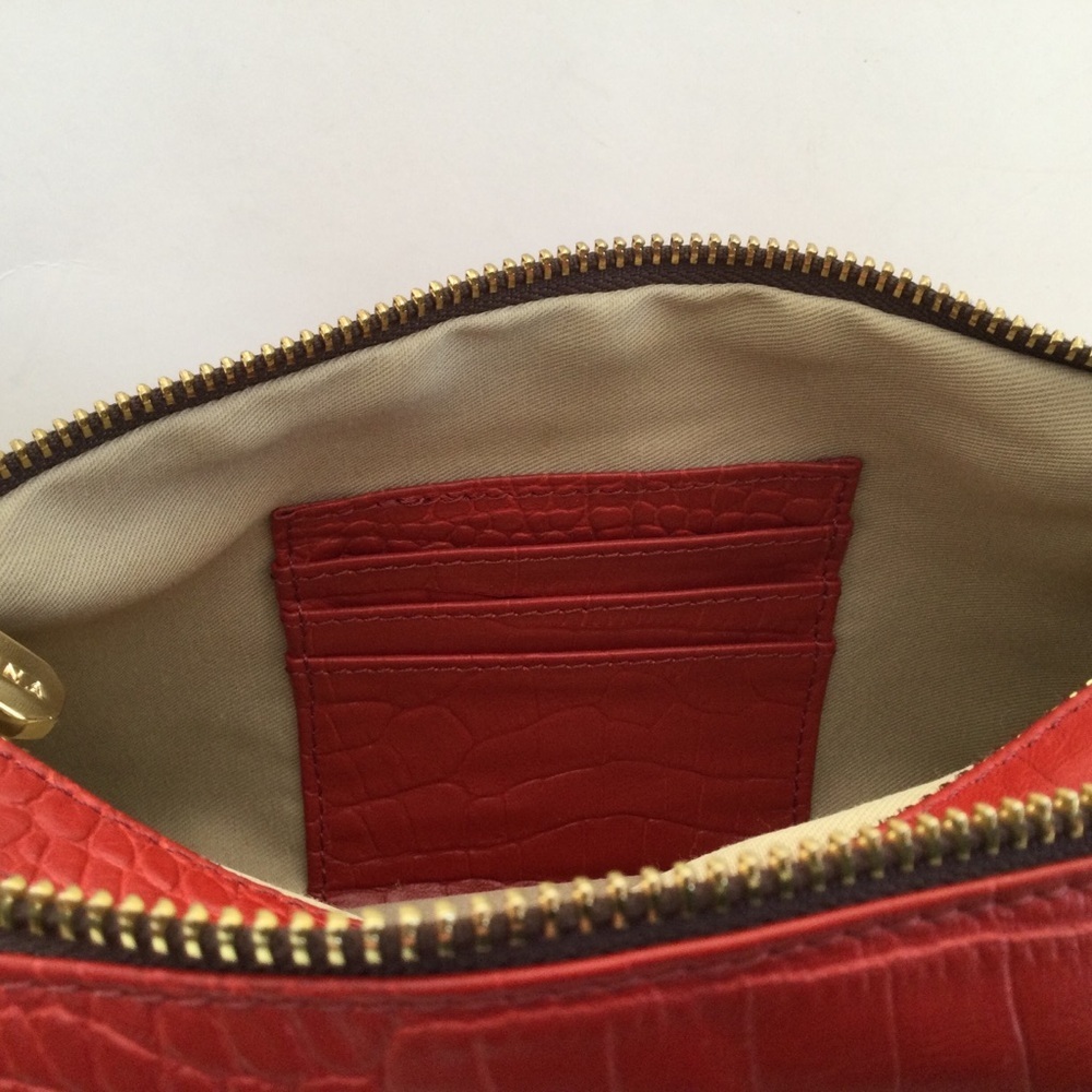 Valentina Genuine Leather Made In Italy Red Crossbody Handbag Beautiful - Picture 13 of 13